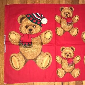 Vintage Hallmark Cards winter bears craft fabric panel